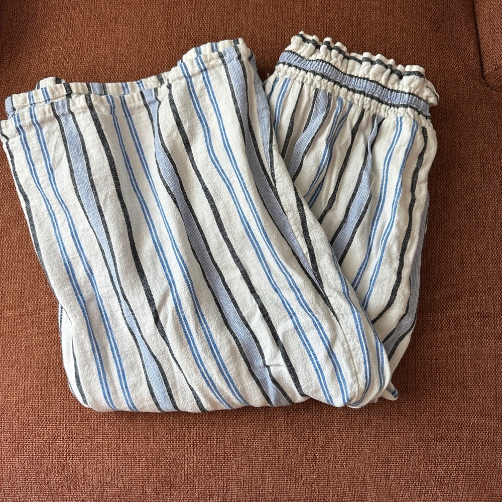 A New Day Striped Linen Midi Skirt